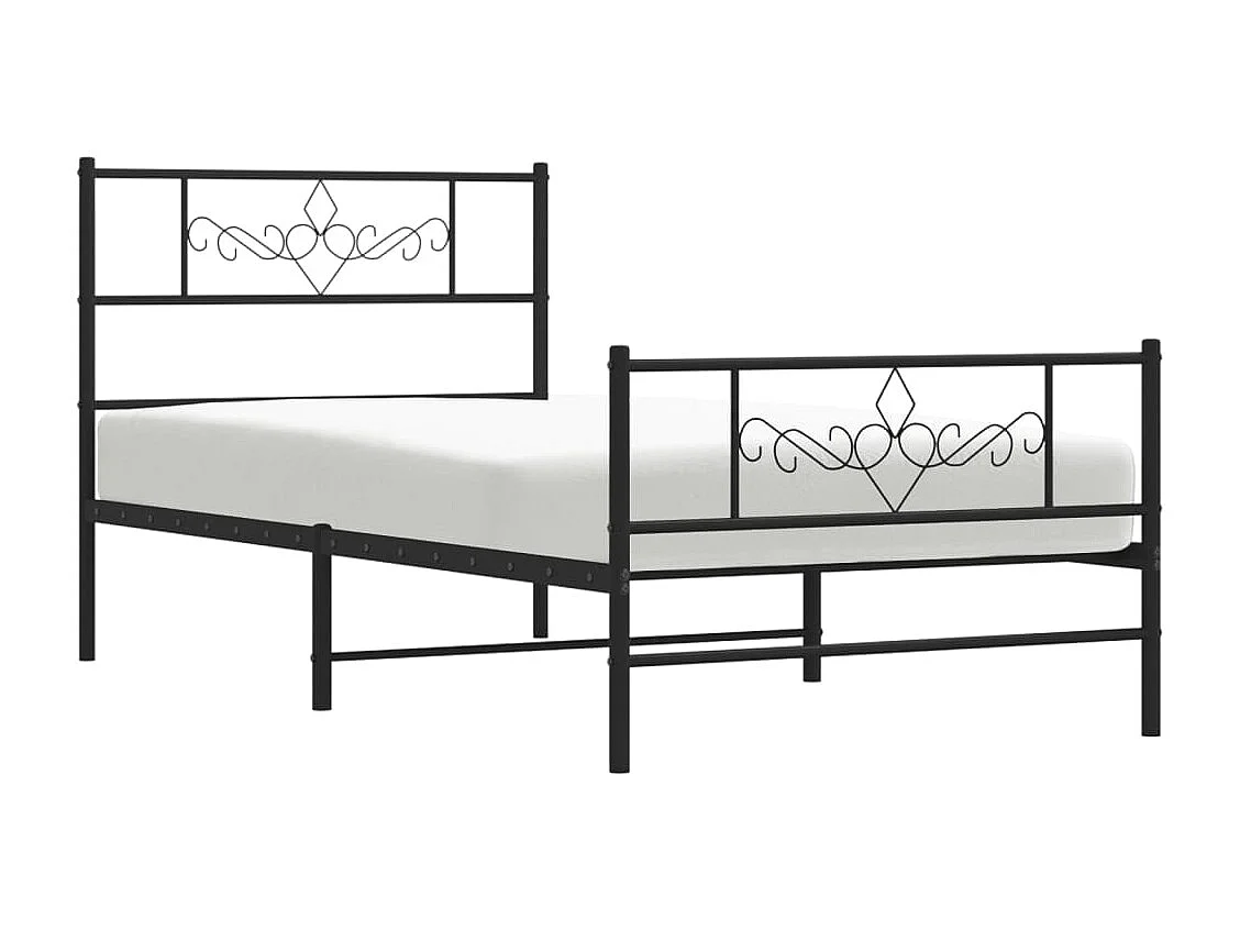 Bettgestell mit Kopf- und Fußteil Metall Schwarz 75x190 cm