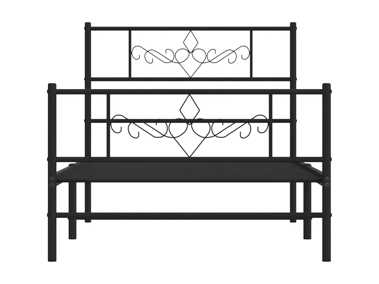 Bettgestell mit Kopf- und Fußteil Metall Schwarz 75x190 cm