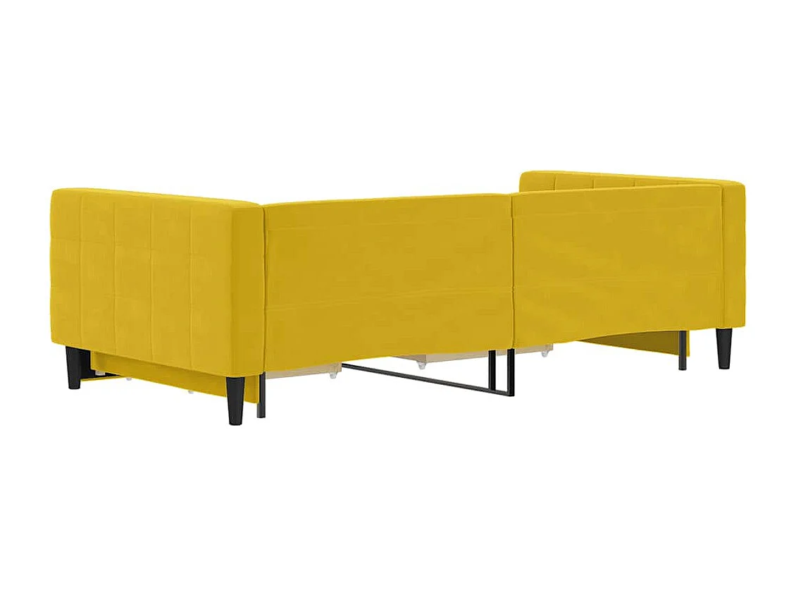 Divano Letto Estraibile con Cassetti Giallo 100x200cm Velluto