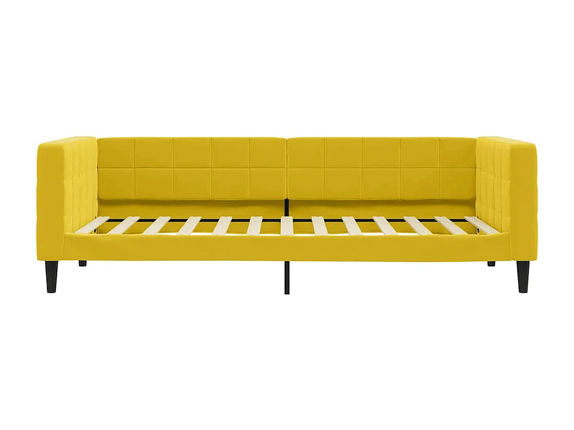 Divano Letto Estraibile con Cassetti Giallo 100x200cm Velluto