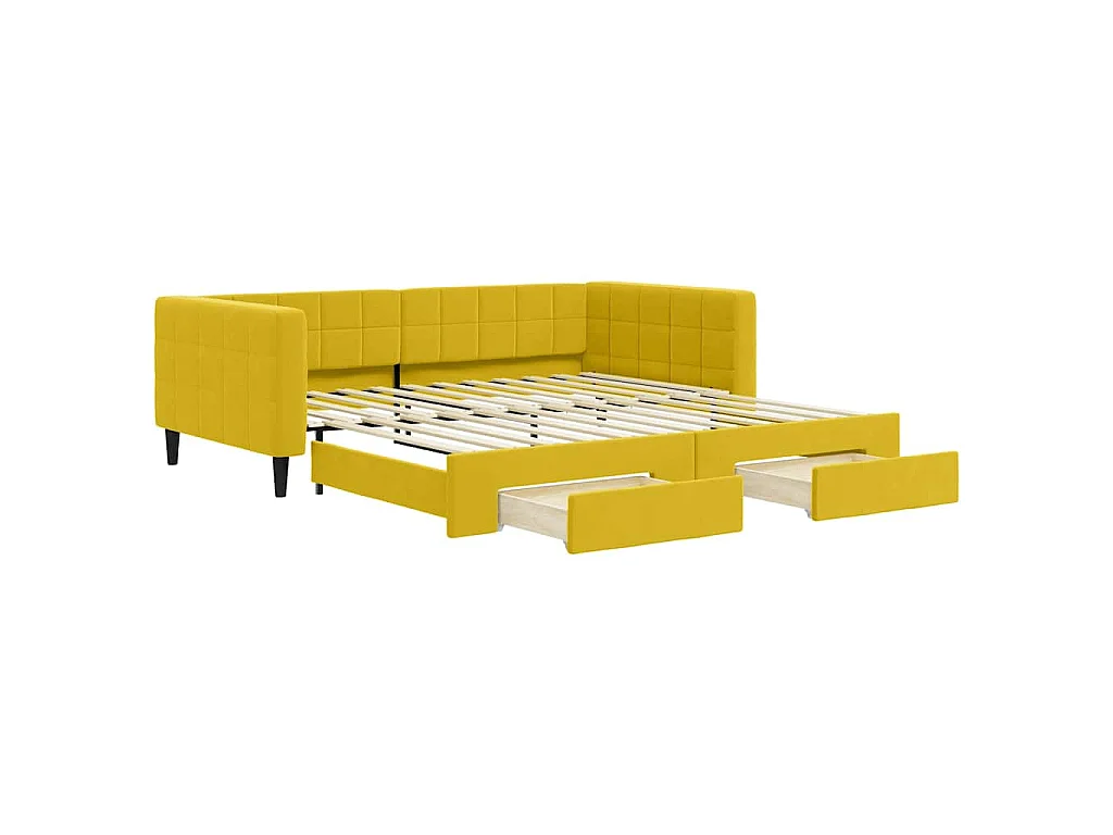 Tagesbett Ausziehbar mit Schubladen Gelb 100x200 cm Samt