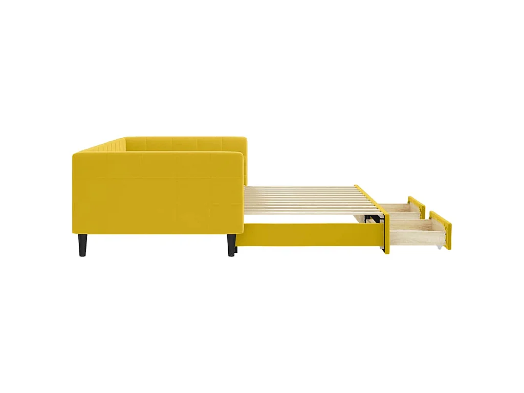 Tagesbett Ausziehbar mit Schubladen Gelb 100x200 cm Samt