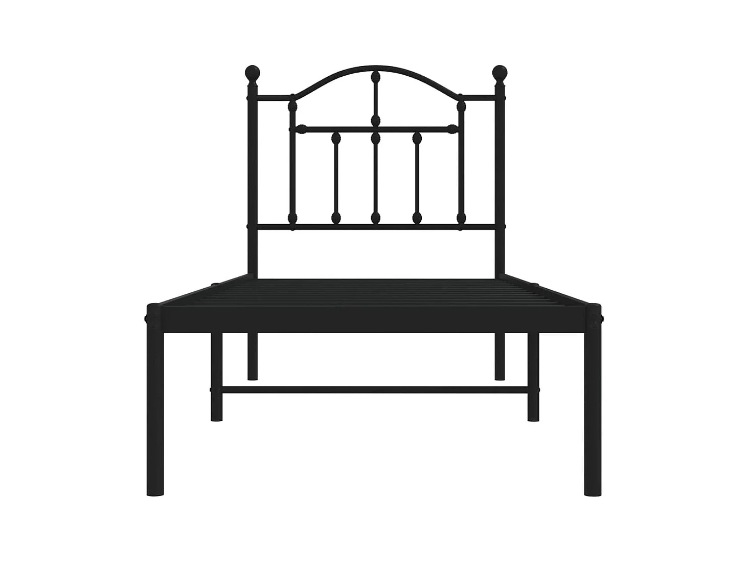 Cadre de lit métal sans matelas avec tête de lit noir 75x190 cm