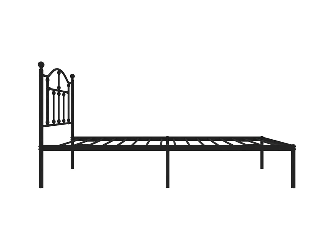 Cadre de lit métal sans matelas avec tête de lit noir 75x190 cm