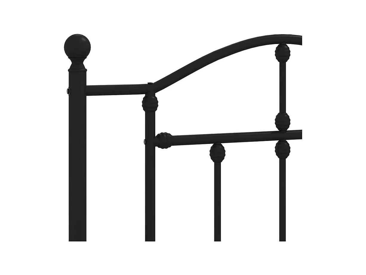 Cadre de lit métal sans matelas avec tête de lit noir 75x190 cm