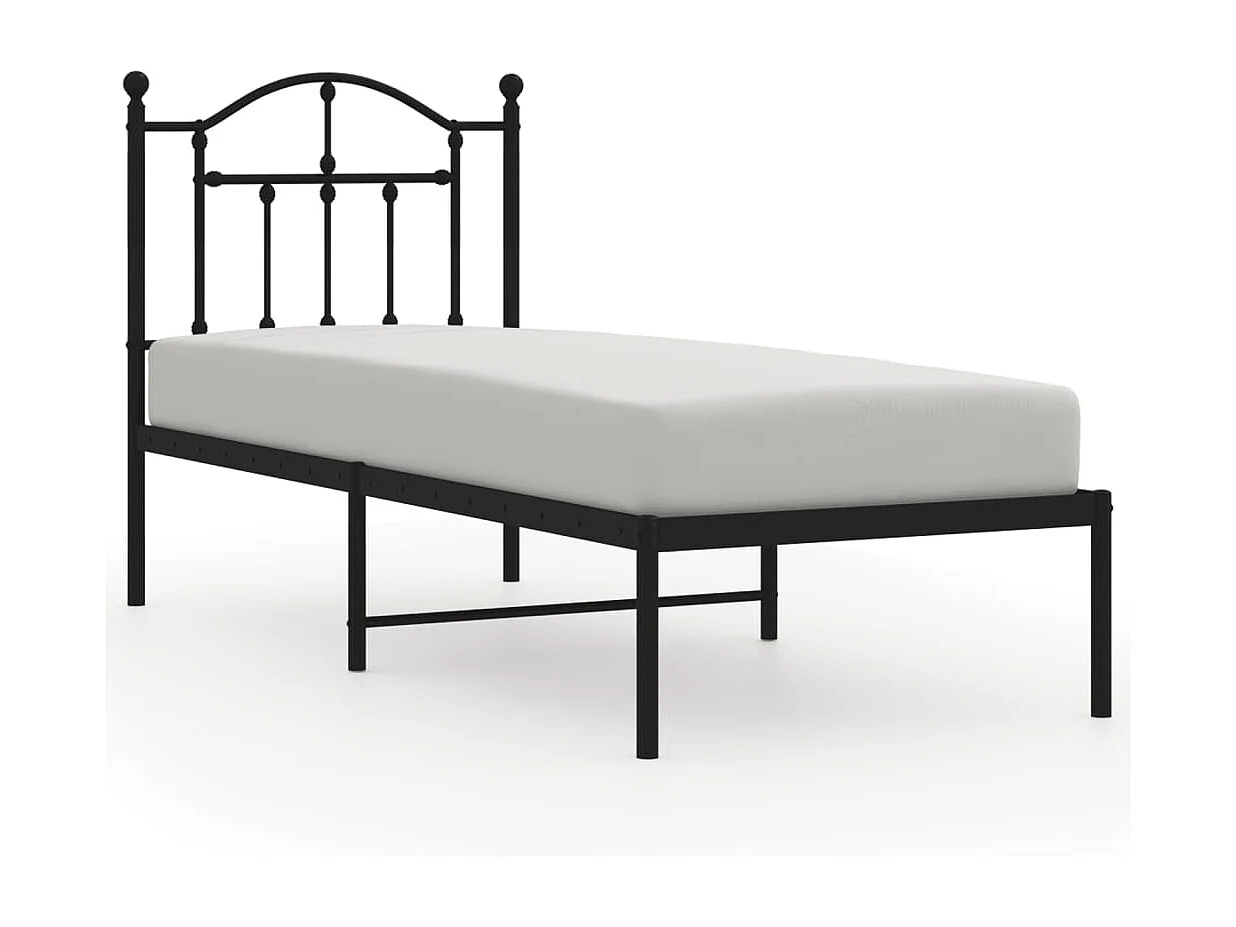 Estrutura de cama metal s/ colchão c/ cabeceira 75x190 cm preto
