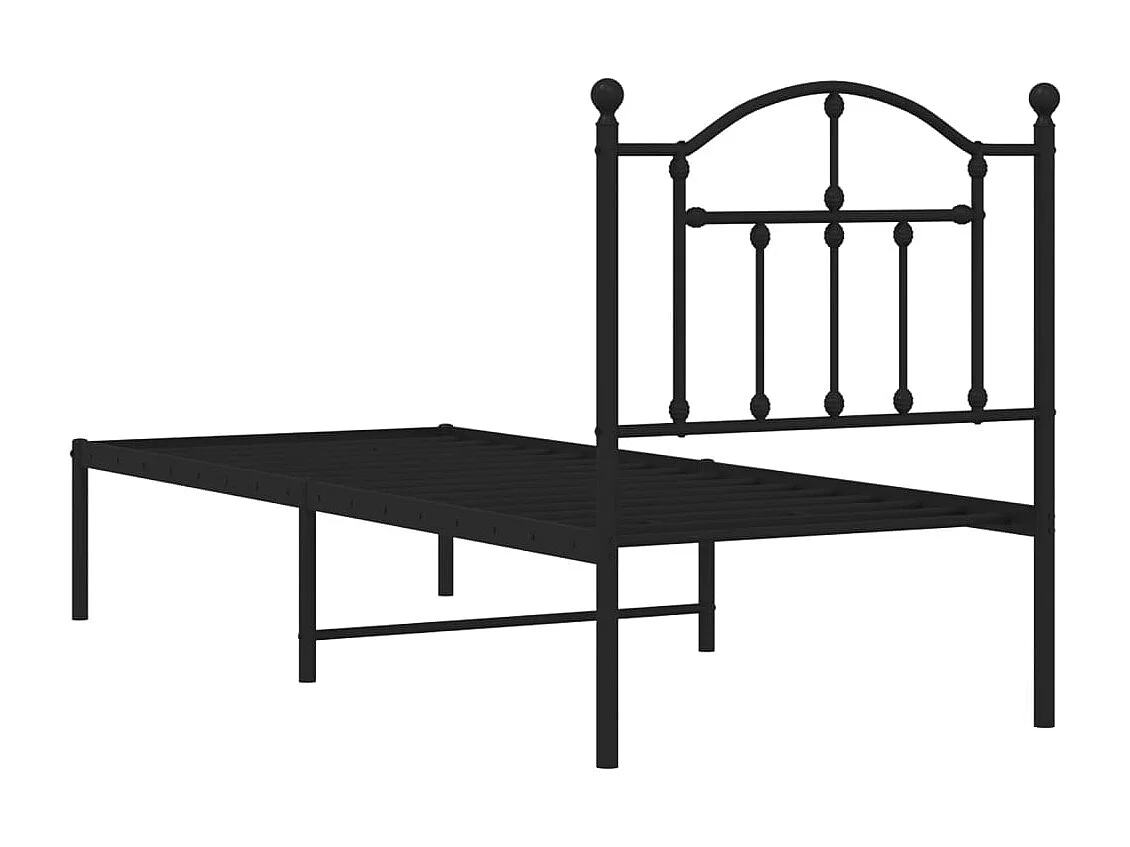 Estrutura de cama metal s/ colchão c/ cabeceira 75x190 cm preto