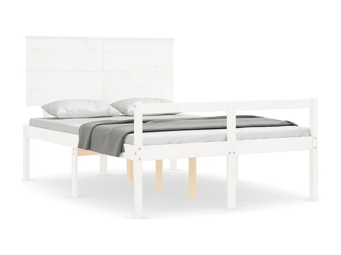 Seniorenbed met hoofdbord massief hout wit 140x200 cm
