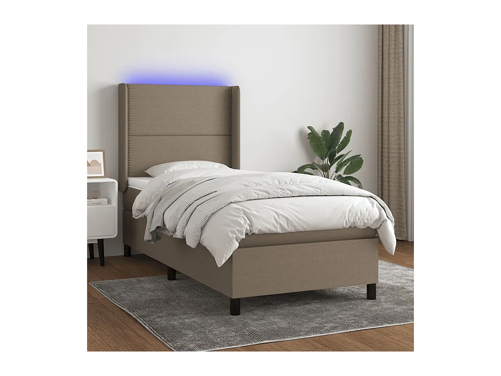 Boxspring met matras en LED stof taupe 90x190 cm
