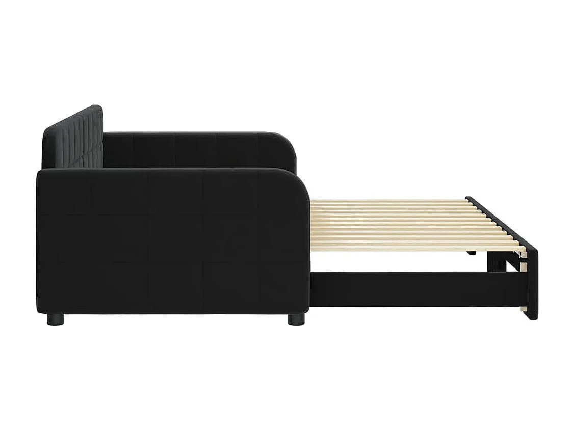 Sofá-cama com gavetão 90x200 cm veludo preto