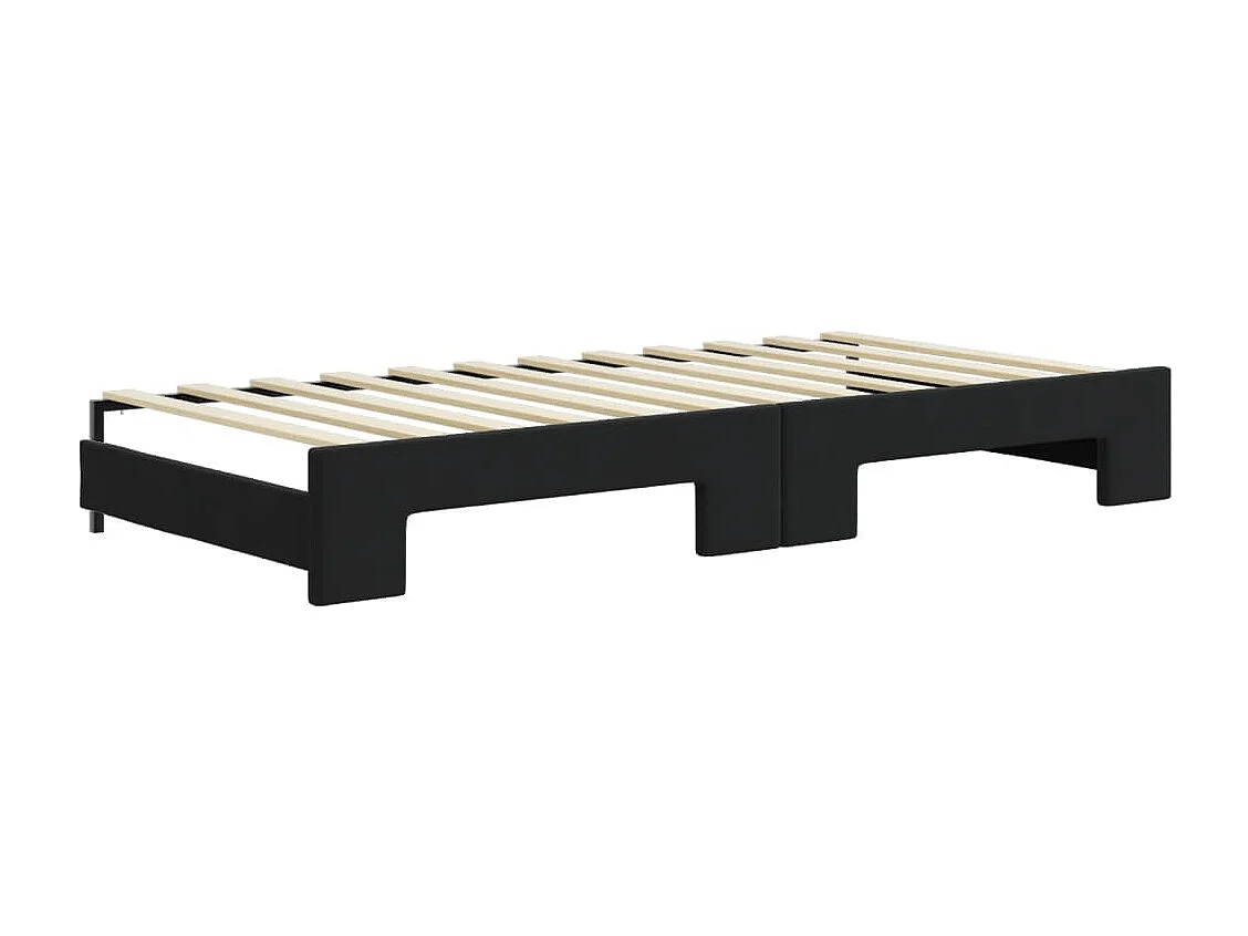 Lit de jour avec gigogne sans matelas noir 90x200 cm