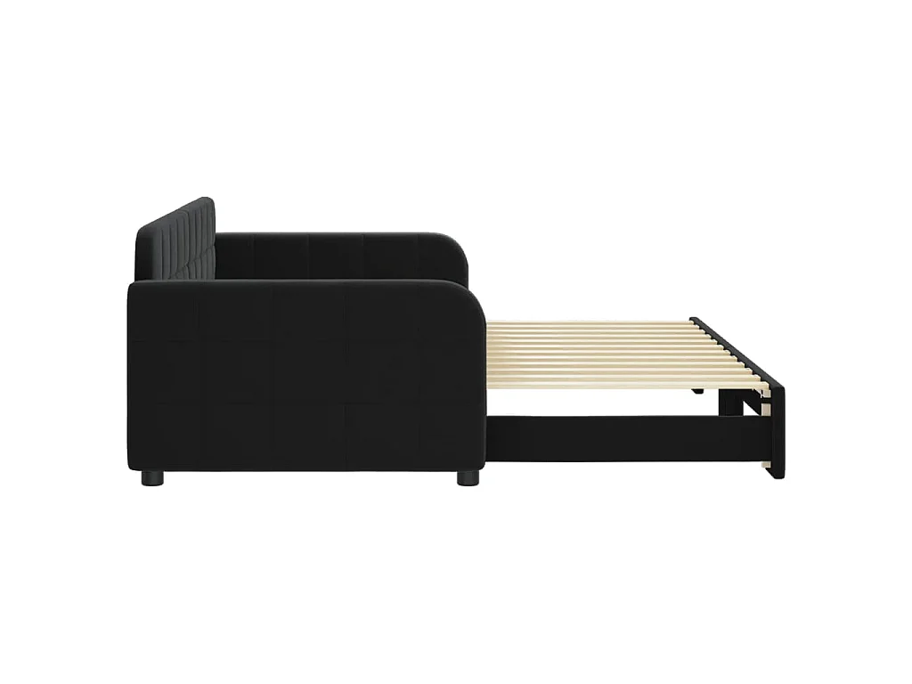 Sofá cama nido terciopelo negro 90x200 cm