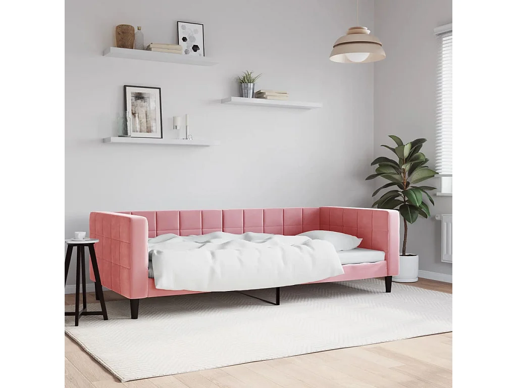 Lit de repos sans matelas rose 90x200 cm velours