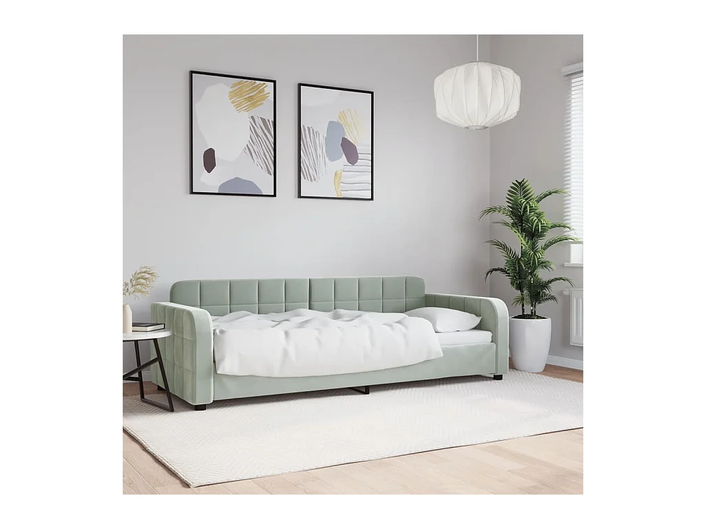 Lit de repos sans matelas gris clair 80x200 cm velours