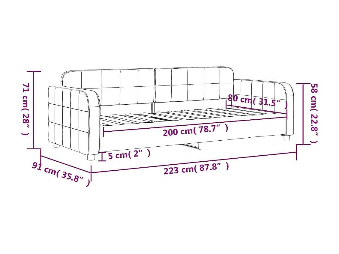 Letto da Giorno Grigio Chiaro 80x200 cm in Velluto