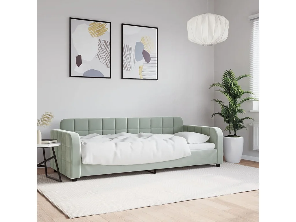 Lit de repos sans matelas gris clair 80x200 cm velours