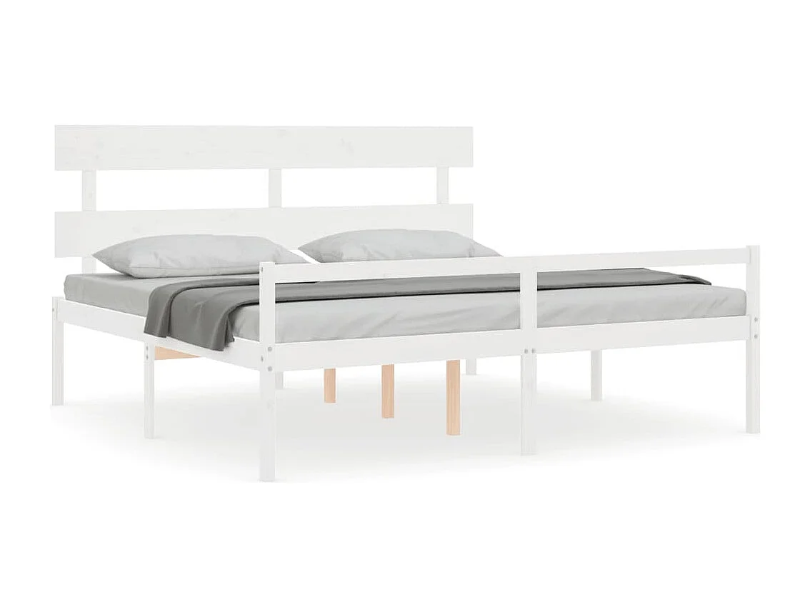 Lit pour personne âgée sans matelas blanc bois massif