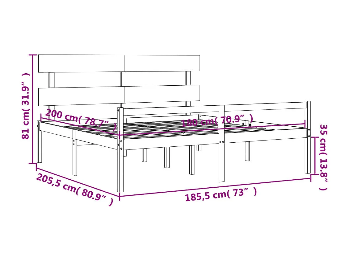 Lit pour personne âgée sans matelas blanc bois massif