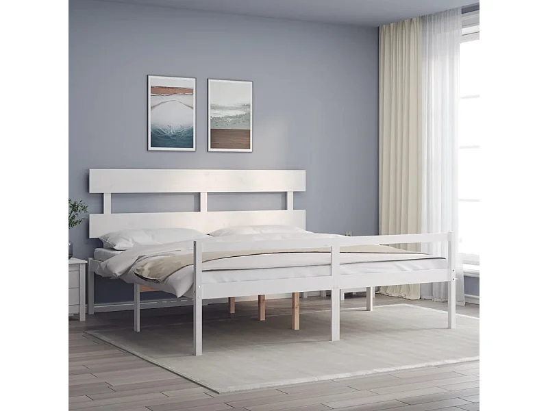 Lit pour personne âgée sans matelas blanc bois massif