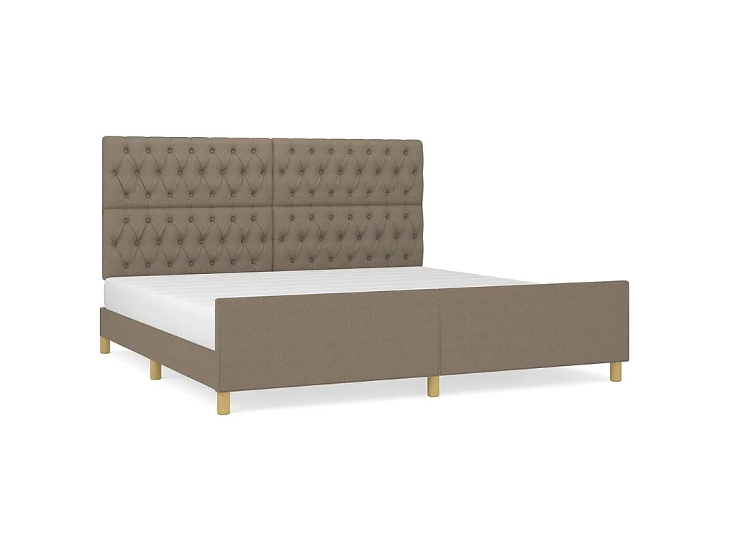 Bettgestell mit Kopfteil Taupe 200x200 cm Stoff