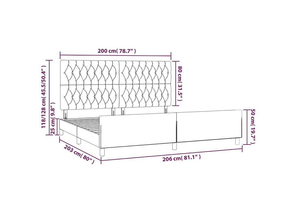 Bettgestell mit Kopfteil Taupe 200x200 cm Stoff