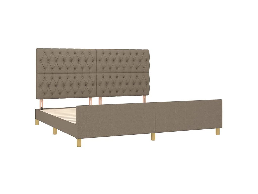 Bettgestell mit Kopfteil Taupe 200x200 cm Stoff
