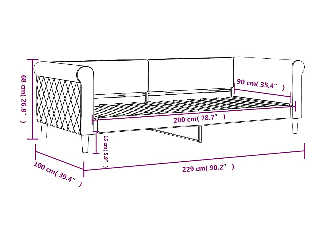 Sofá-cama 90x200 cm veludo verde-escuro