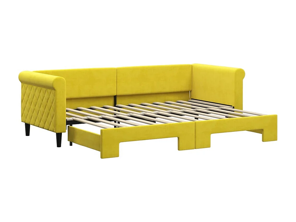 Divano Letto con Letto Estraibile Giallo 80x200 cm in Velluto