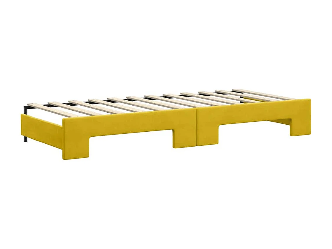 Divano Letto con Letto Estraibile Giallo 80x200 cm in Velluto