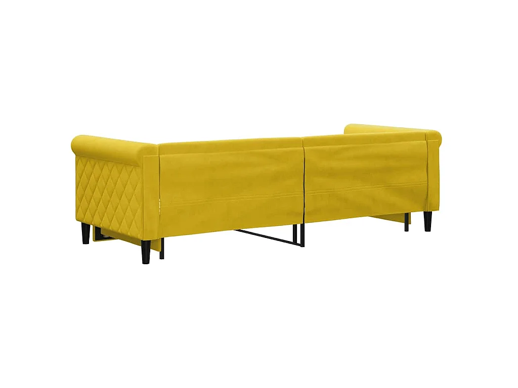 Slaapbank met onderschuifbed 80x200 cm fluweel geel