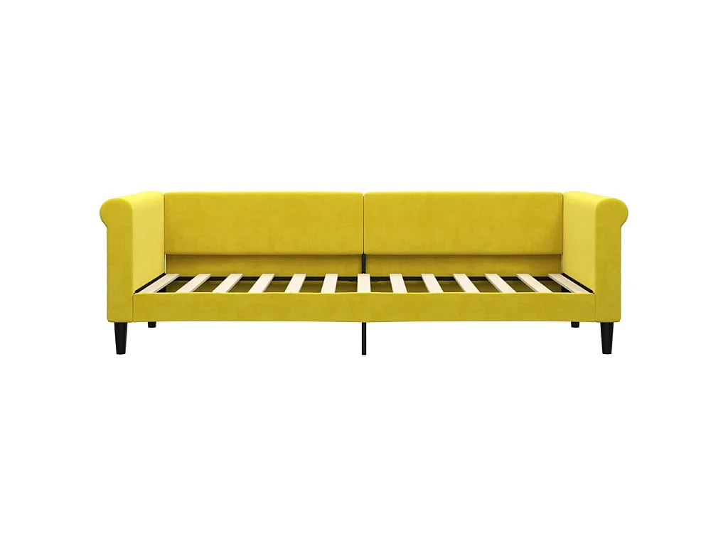 Slaapbank met onderschuifbed 80x200 cm fluweel geel