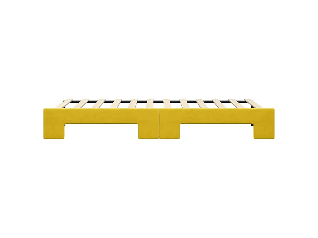 Slaapbank met onderschuifbed 80x200 cm fluweel geel