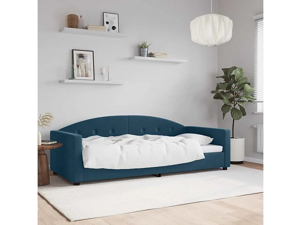 Lit de repos sans matelas bleu 90x200 cm velours