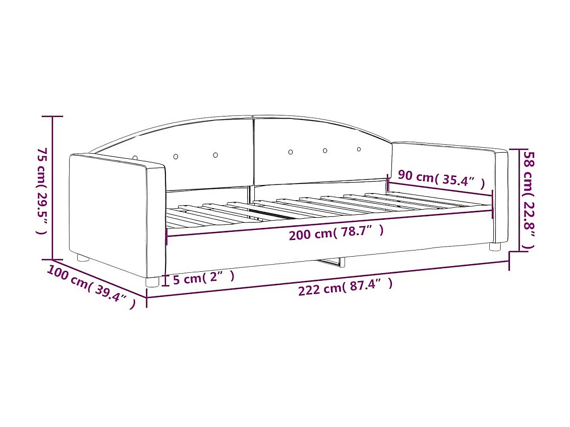 Lit de repos sans matelas bleu 90x200 cm velours