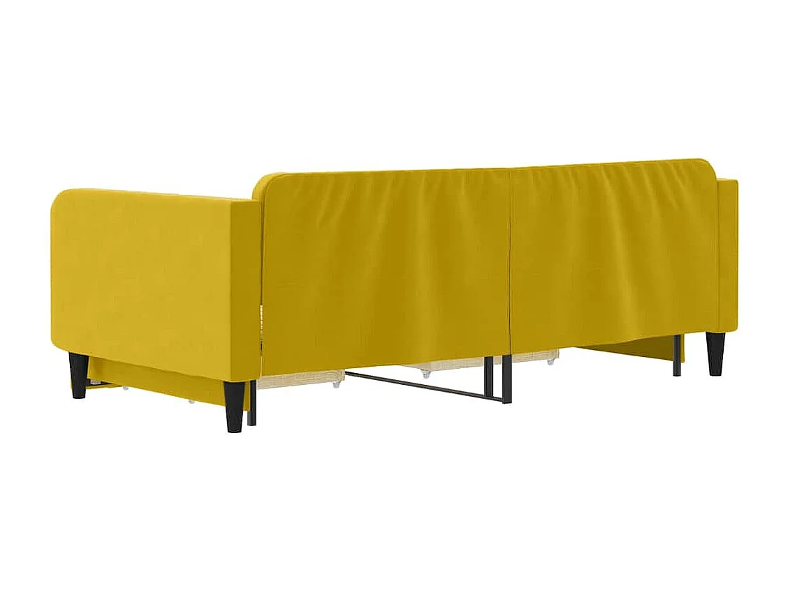 Sofá-cama com gavetão e gavetas 100x200 cm veludo amarelo