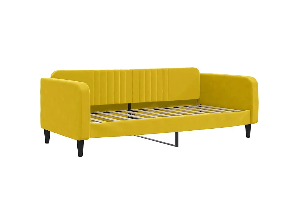 Divano Letto Estraibile con Cassetti Giallo 100x200cm Velluto