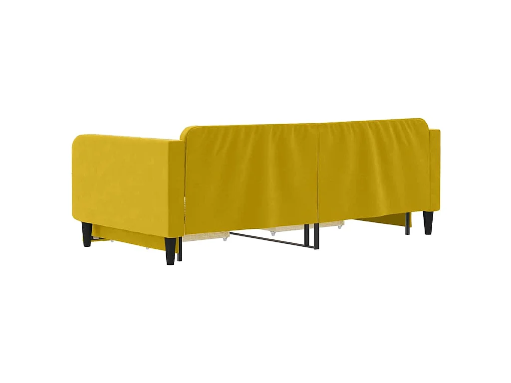 Divano Letto Estraibile con Cassetti Giallo 100x200cm Velluto