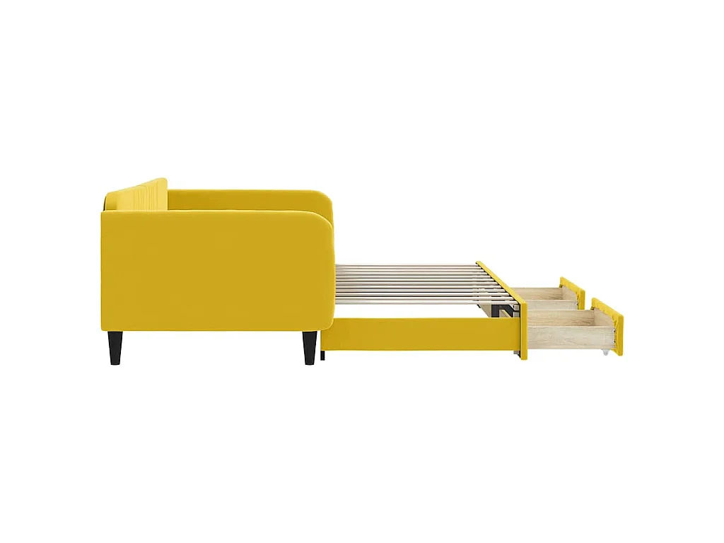 Divano Letto Estraibile con Cassetti Giallo 100x200cm Velluto