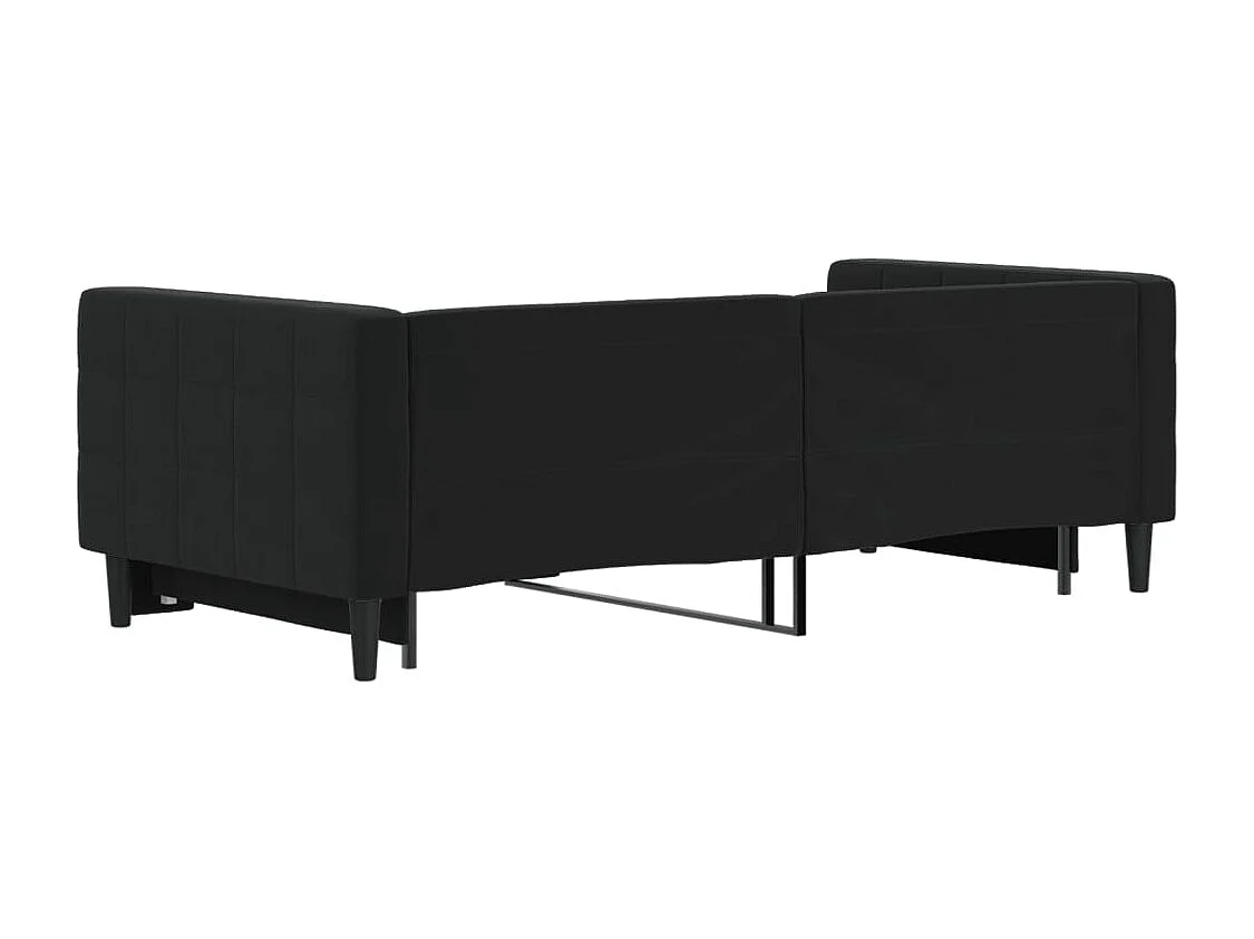 Slaapbank met onderschuifbed 90x190 cm fluweel zwart