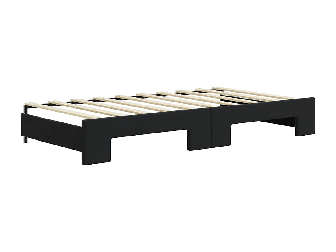 Slaapbank met onderschuifbed 90x190 cm fluweel zwart