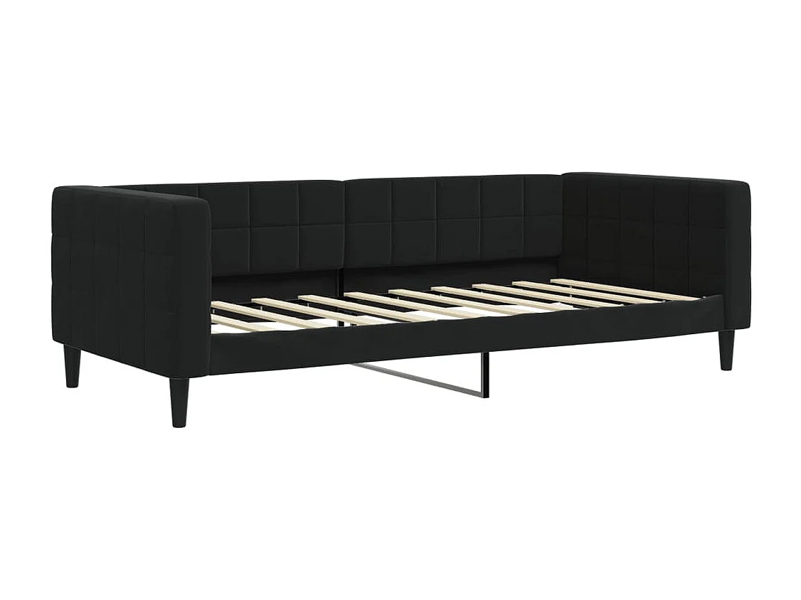 Slaapbank met onderschuifbed 90x190 cm fluweel zwart