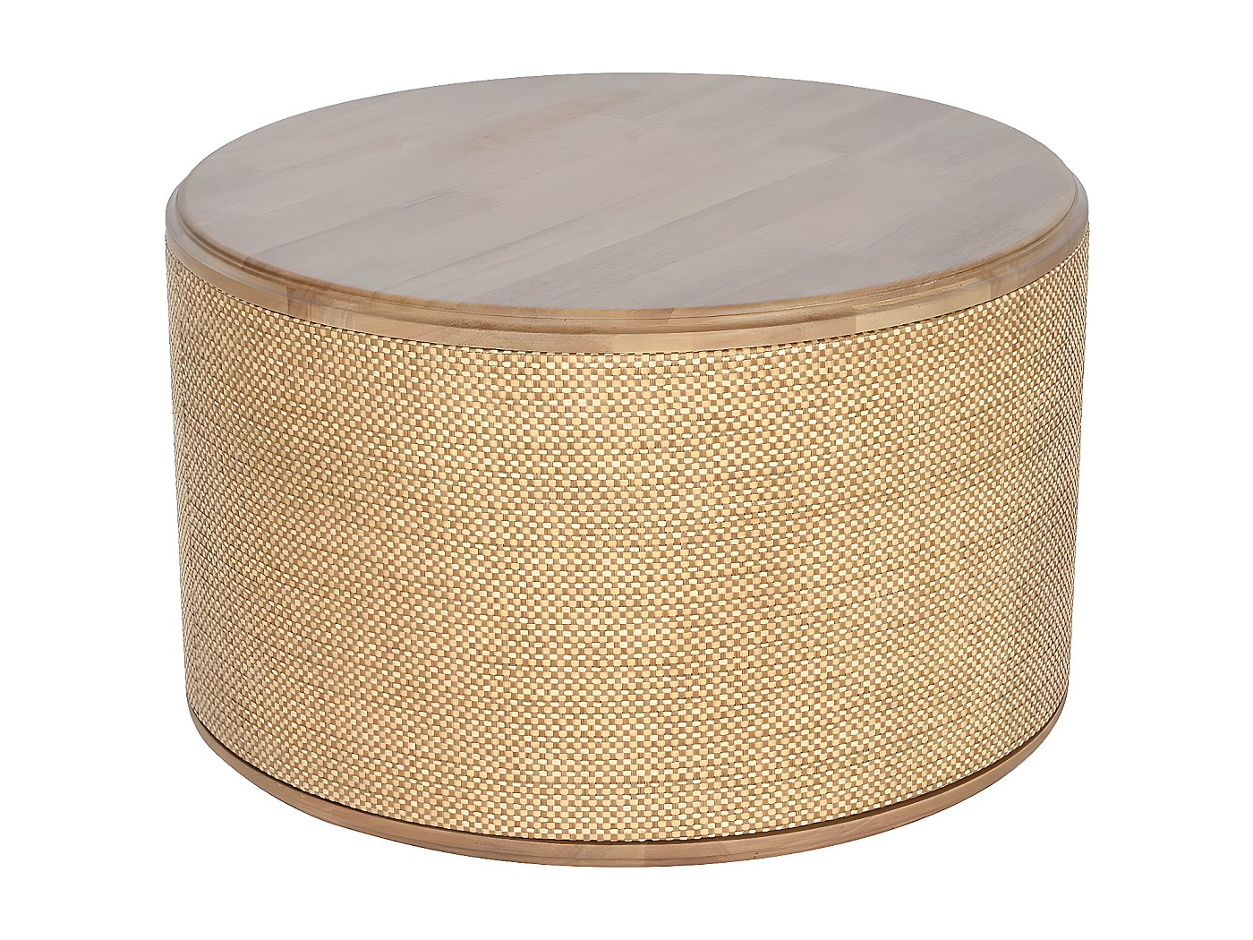 Table d'appoint ronde en bois de rotin et sapin coloris naturel