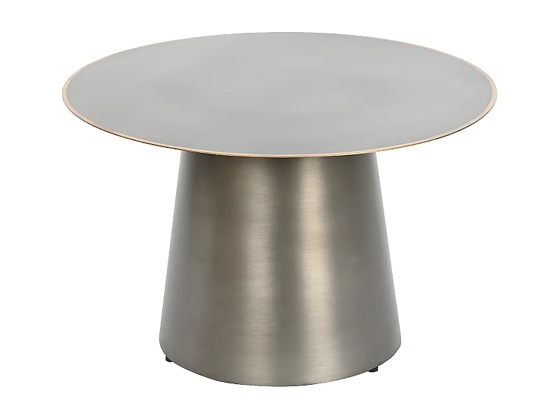 Table d'appoint ronde en métal coloris doré, gris foncé - diamètre 60 x Hauteur 37cm