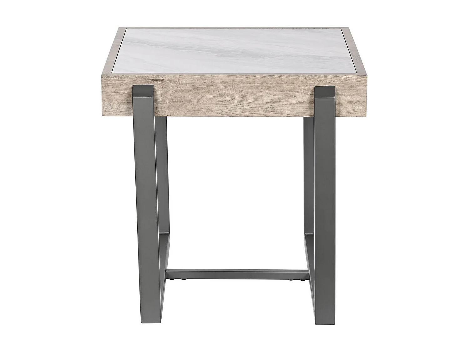 Table d'appoint en métal coloris noir et pierre coloris gris - longueur 50 x profondeur 54 x Hauteur 50 cm