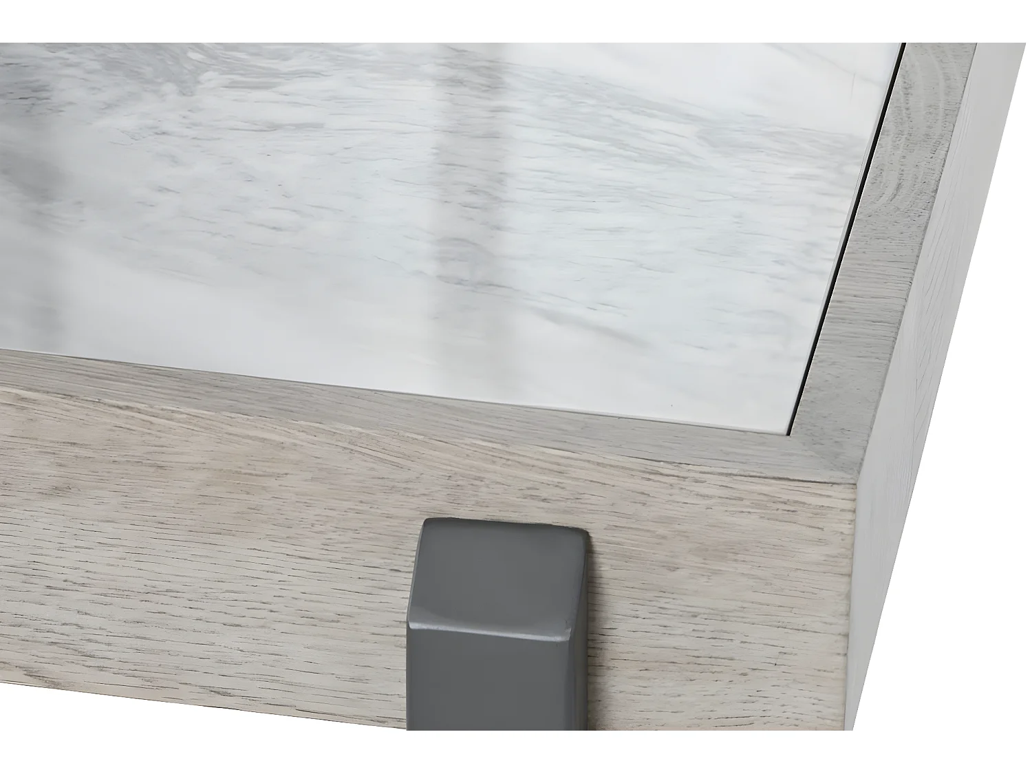 Table d'appoint en métal coloris noir et pierre coloris gris - longueur 50 x profondeur 54 x Hauteur 50 cm