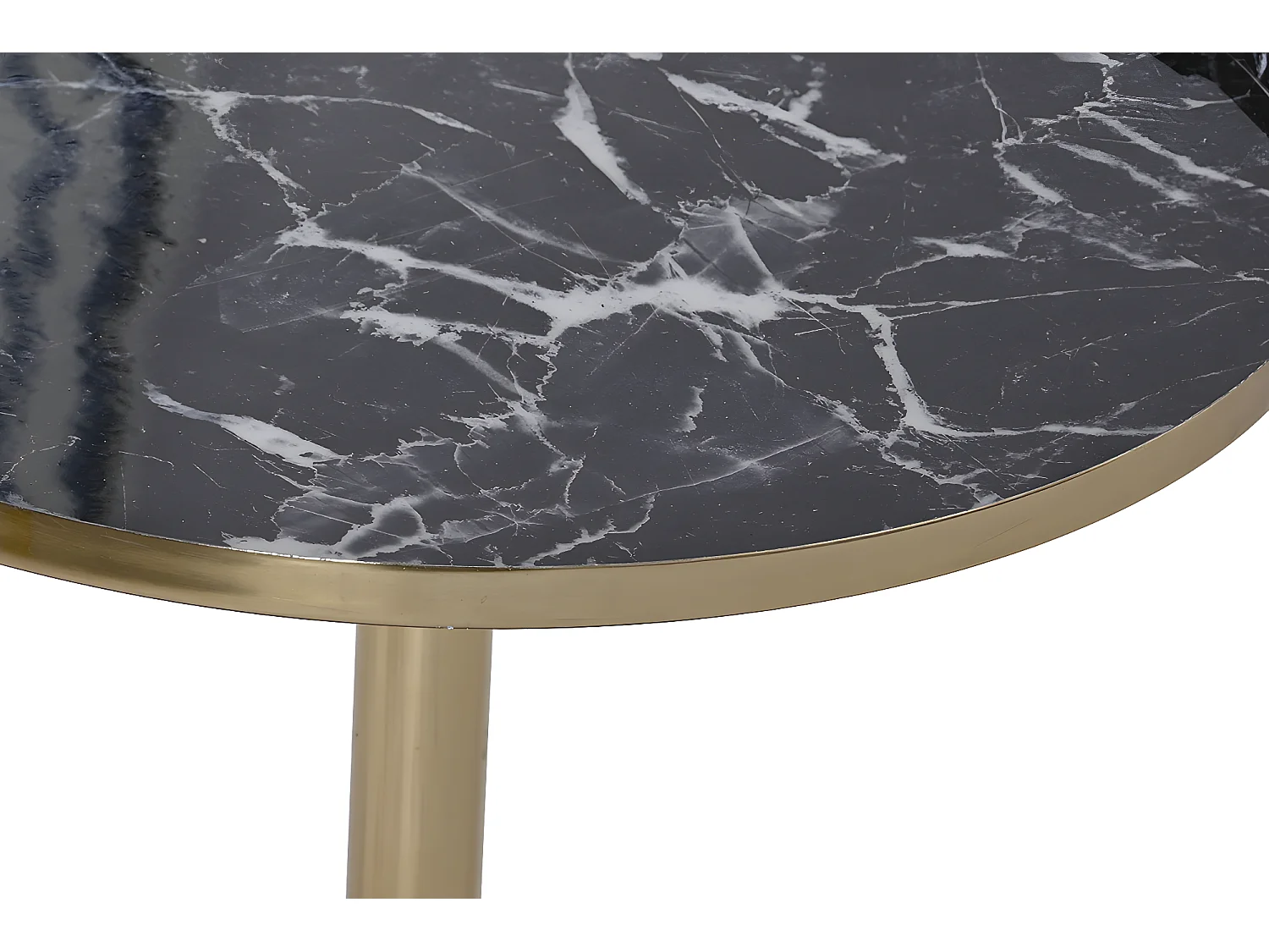 Table d'appoint en fer doré et marbre coloris noir - diamètre 41 x Hauteur 47 cm