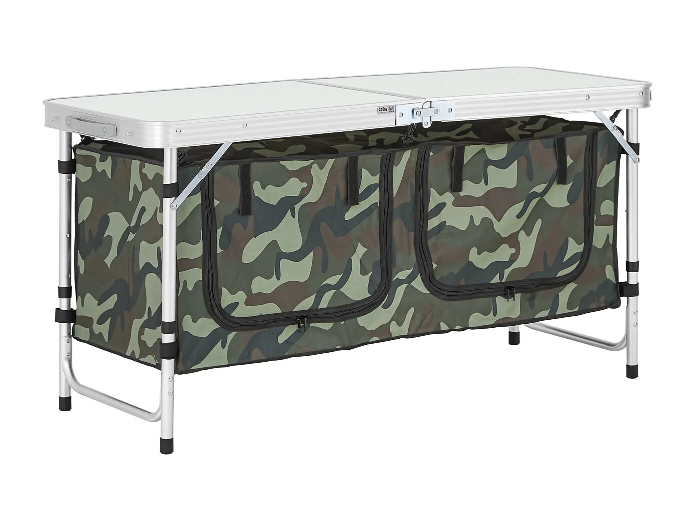 SoBuy Campingtafel met opvouwbare en afneembare opbergtas, campingkasten, aluminium koffertafel, tuintafel, 3 hoogtes 120 x 47 x (54/62/70) cm, OGT50-TN