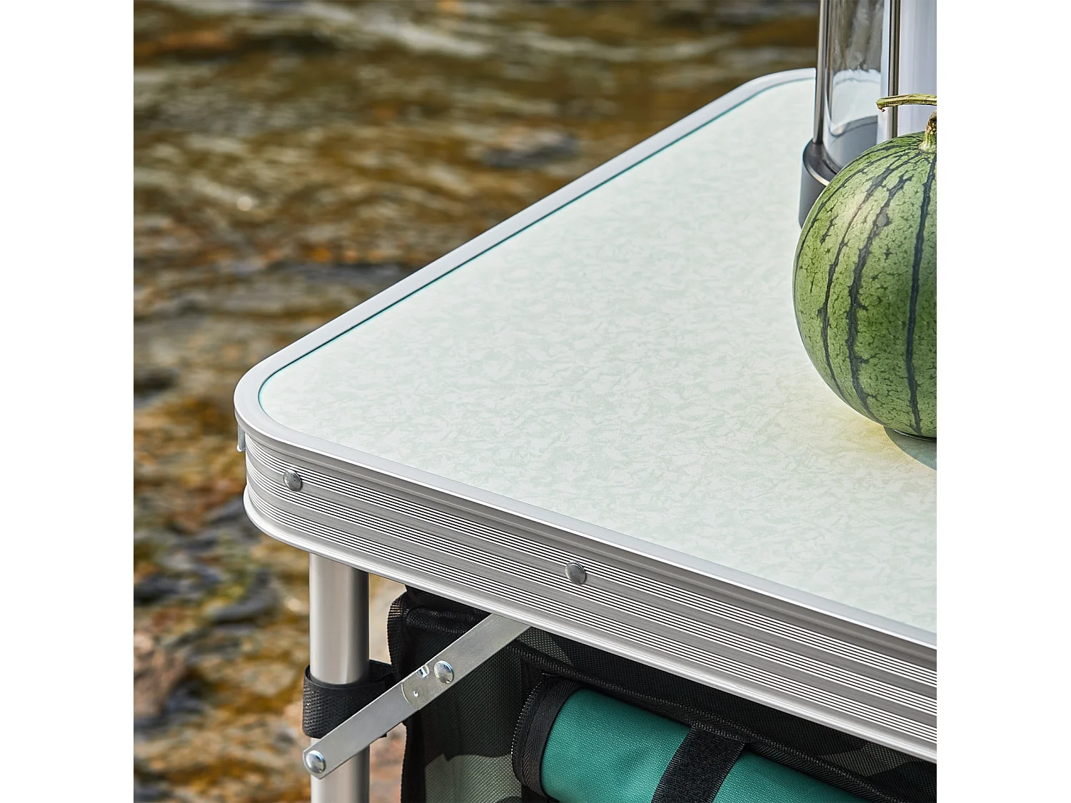 SoBuy Campingtafel met opvouwbare en afneembare opbergtas, campingkasten, aluminium koffertafel, tuintafel, 3 hoogtes 120 x 47 x (54/62/70) cm, OGT50-TN