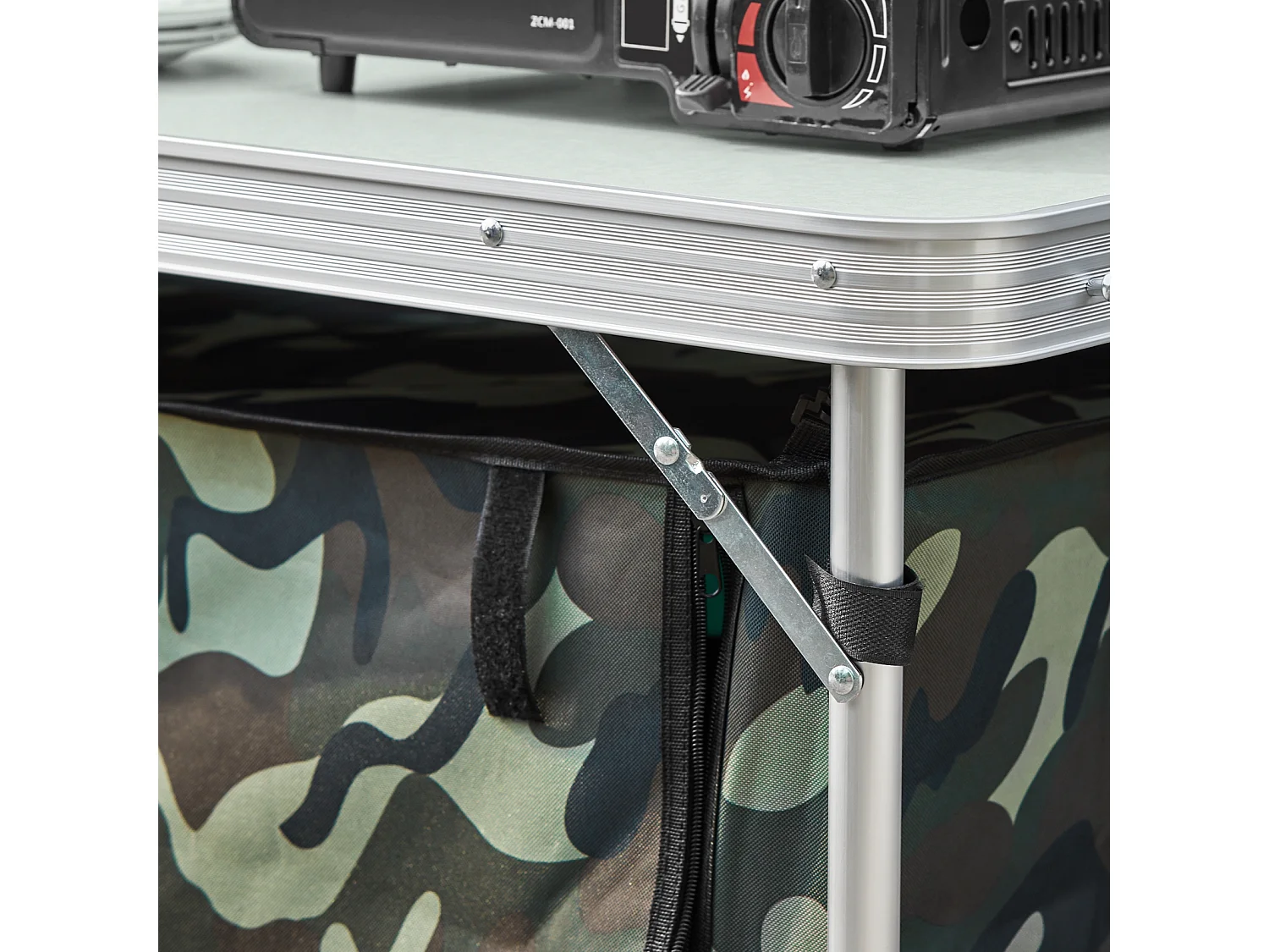 SoBuy Campingtafel met opvouwbare en afneembare opbergtas, campingkasten, aluminium koffertafel, tuintafel, 3 hoogtes 120 x 47 x (54/62/70) cm, OGT50-TN