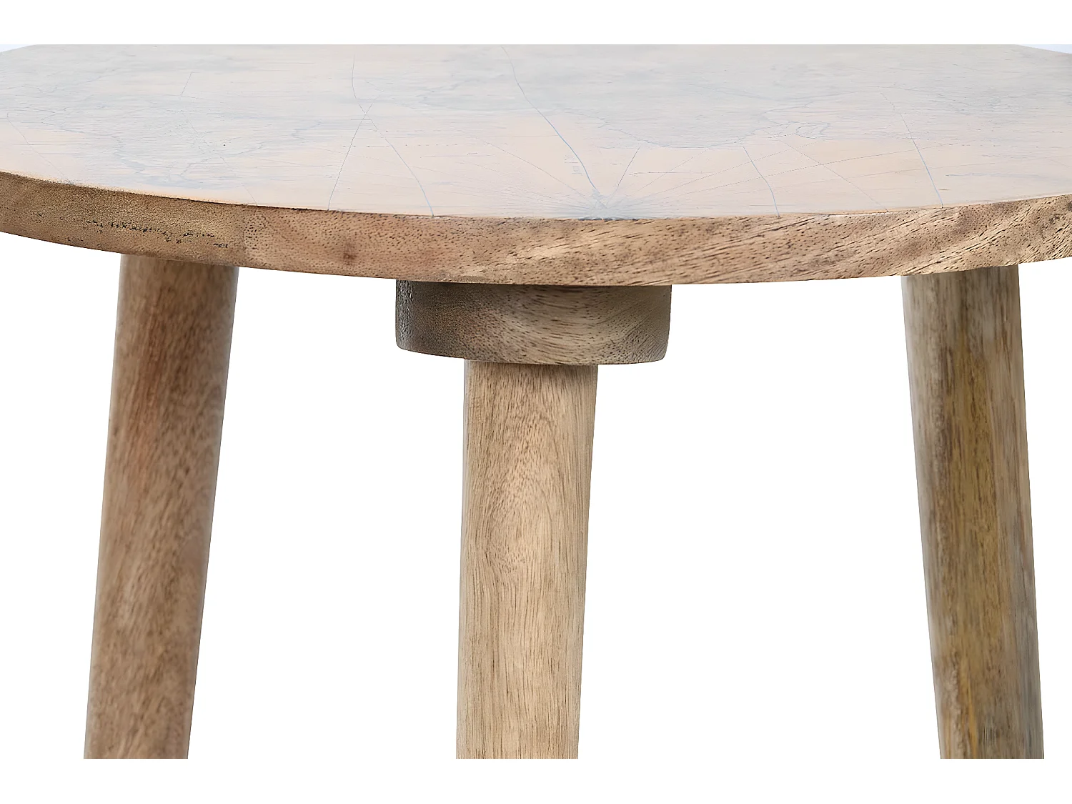 Lot de 2 tables d'appoints rondes en bois de manguier coloris naturel, blanc